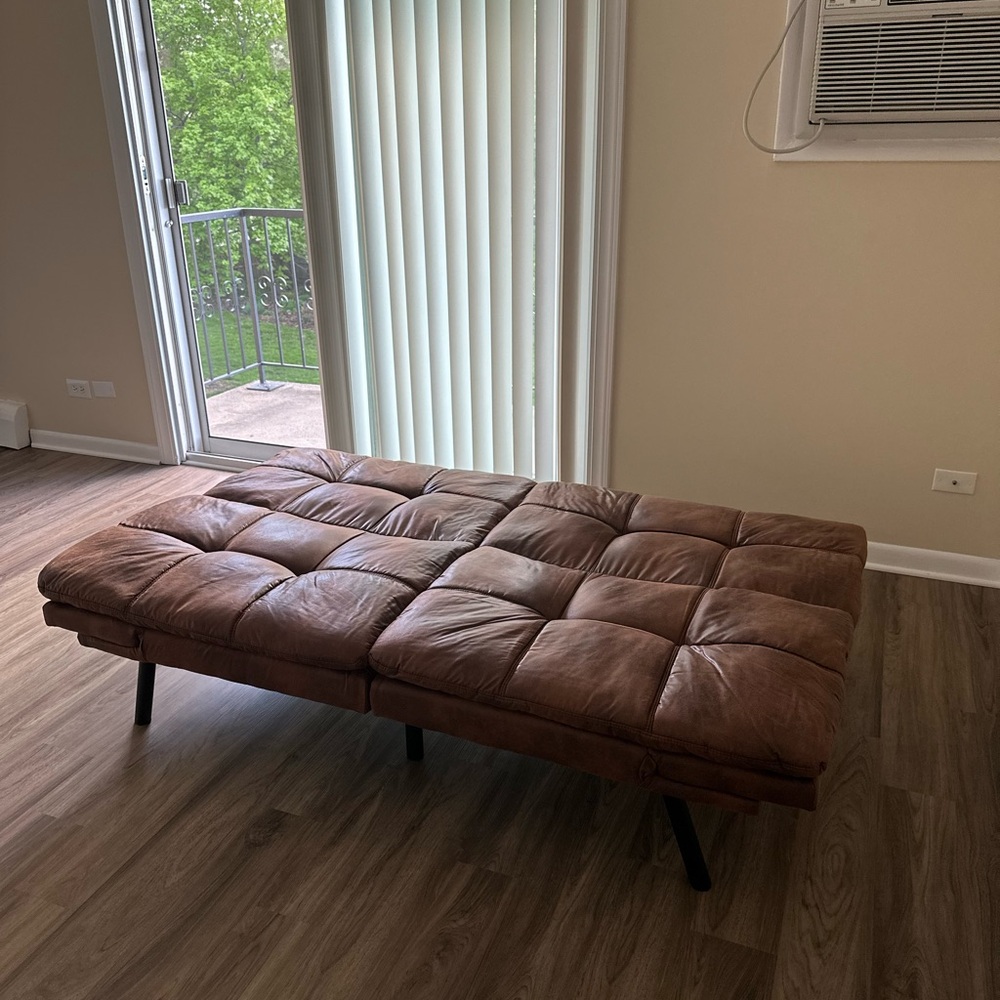 Brown Tufted Futon Sofa Bed